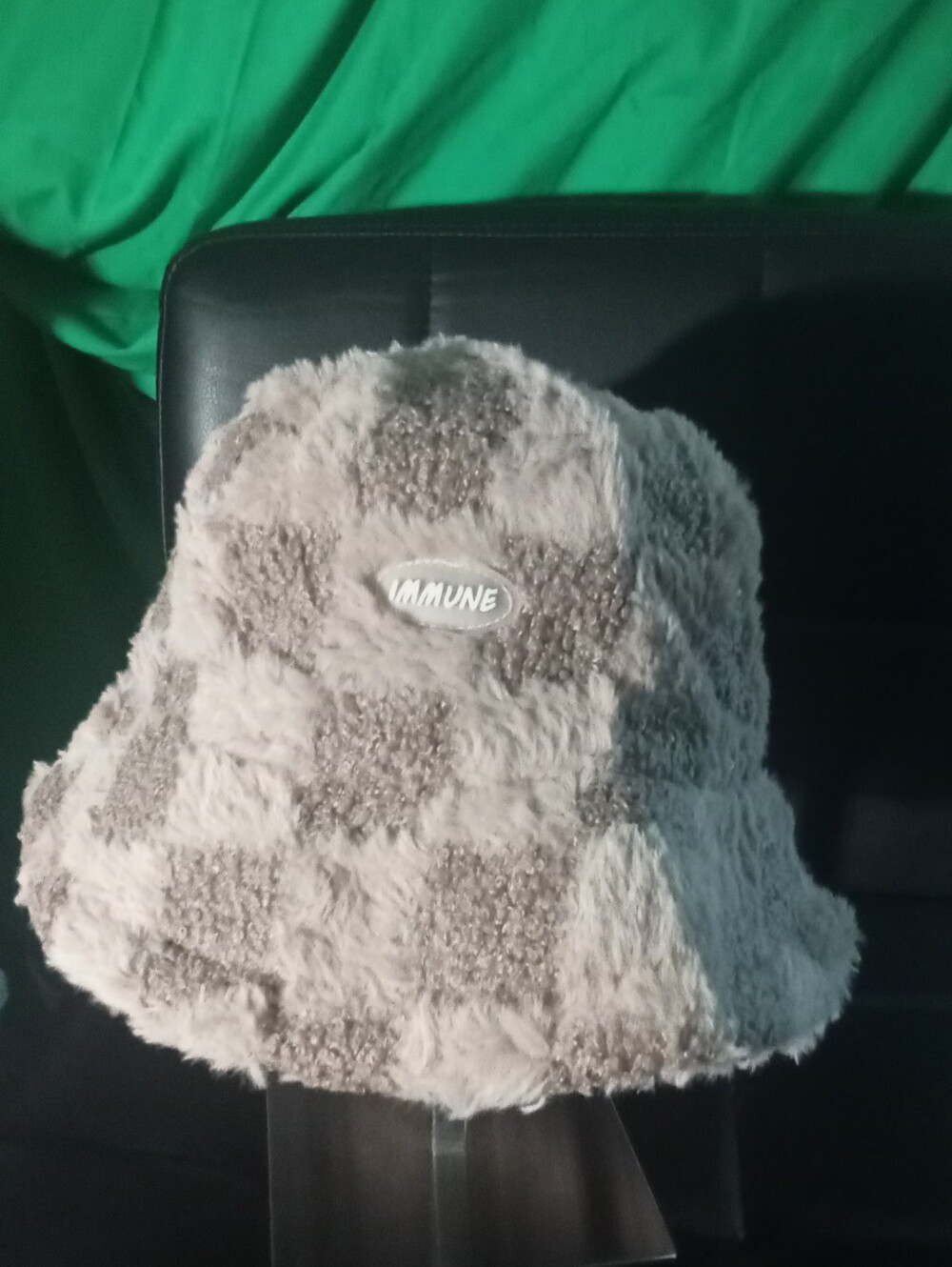 Kids Faux-Fur Bucket Hat in Light Gray